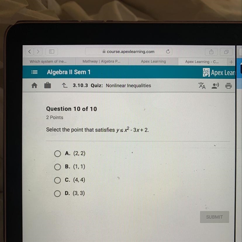 Select the point that satisfies the equation-example-1