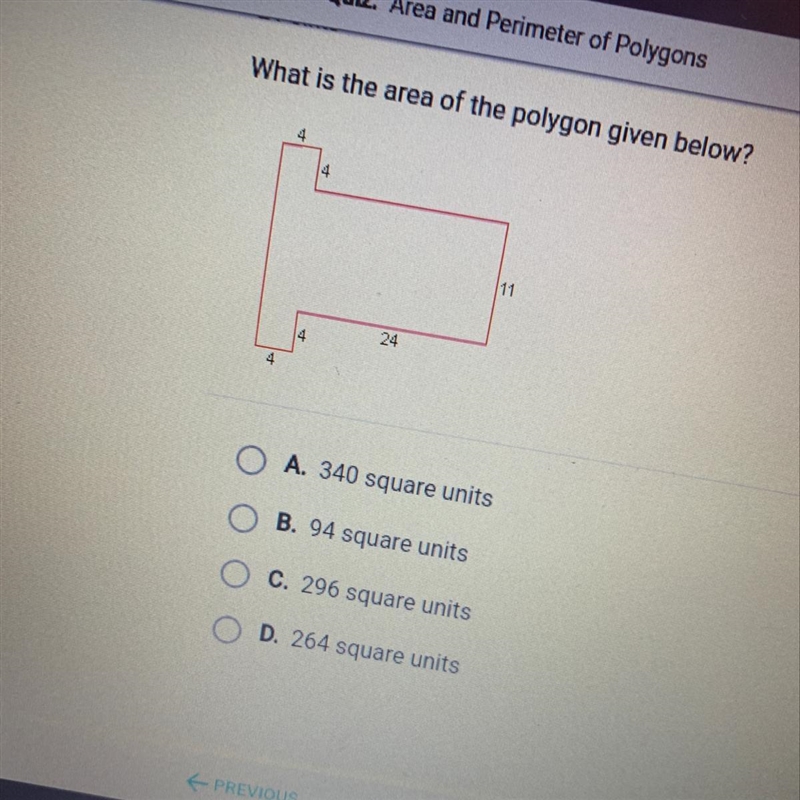 What is the area of the polygon given below-example-1