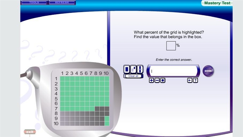 What percent of the grid is highlighted? Find the value that belongs in the box.-example-1