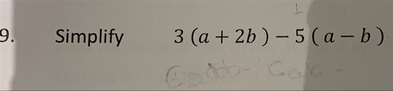 Simply 3(a+2b) - 5(a-b)=-example-1