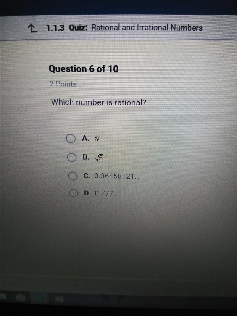 Which number is irrational-example-1