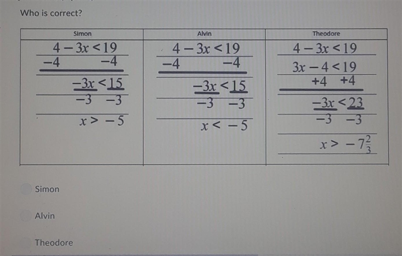 Who is correct? Simon Alvin Theodore ​-example-1