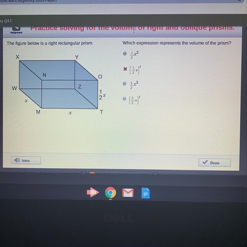 The figure below is a right rectangle prism. Which expression represents the volume-example-1