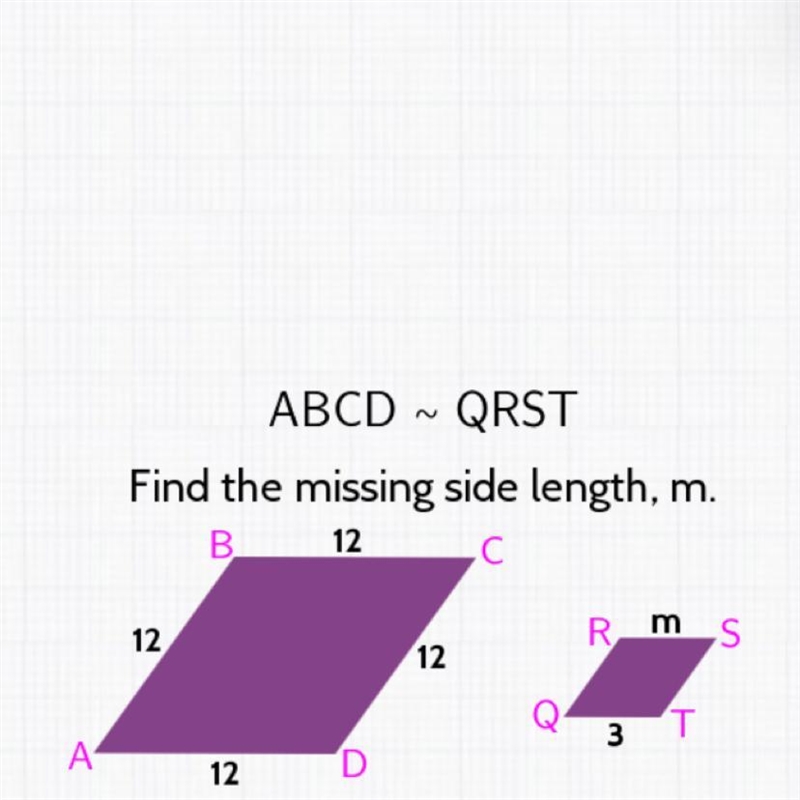 Find the missing side length,m-example-1