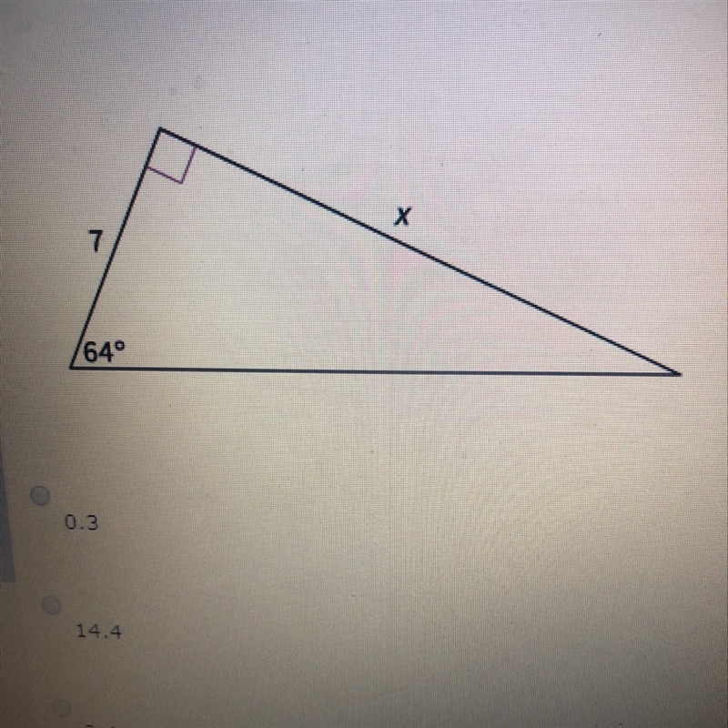 What is the value of X to the nearest tenth? Answer options: 0.3, 14.4, 3.4-example-1