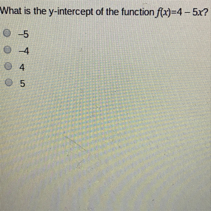 What is the y-Intercept of the functio f(x)4-5x-example-1