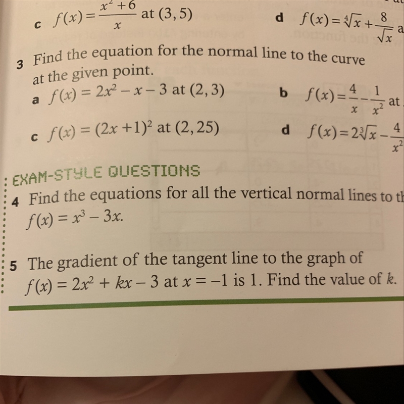 5. The gradient of the tangent line to the graph of f(x)= 2x^2 + kx - 3 at x = -1 is-example-1