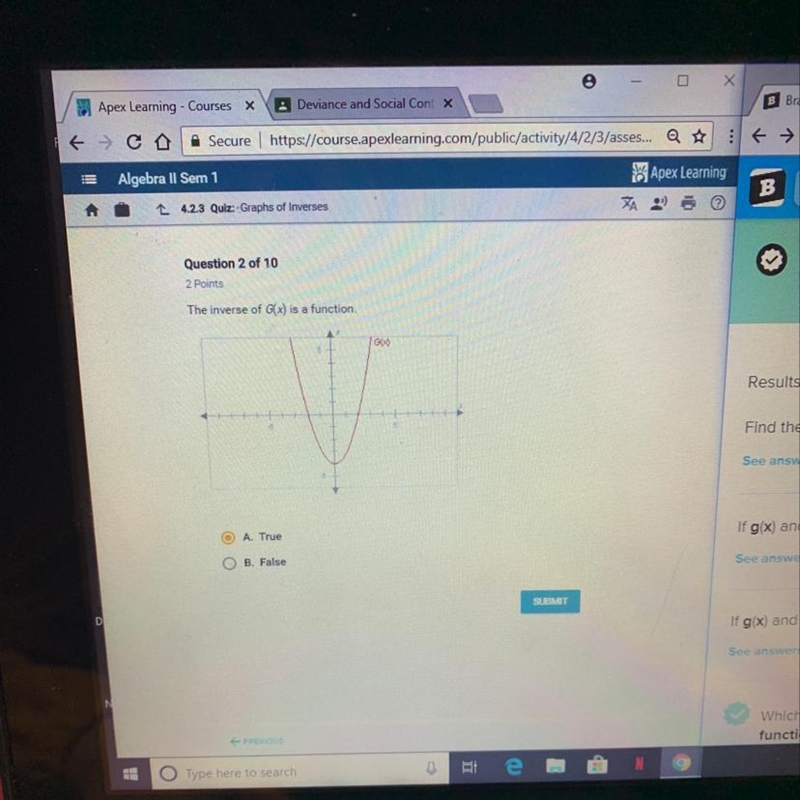 The inverse of G(x) is a function-example-1