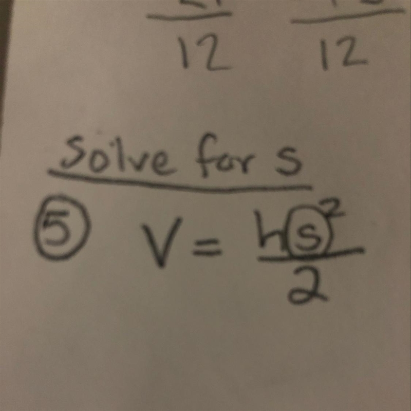 Literal Equation: Solve for ‘S’ Please show work and explain step by step.-example-1