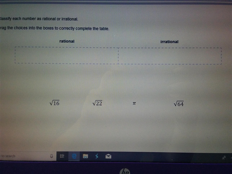 Classify each number as rational or irrational. ​-example-1