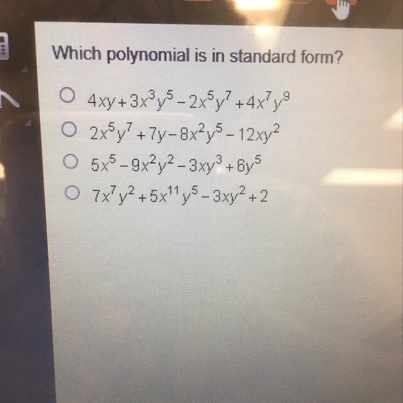 Which polynomial is in standard form.-example-1