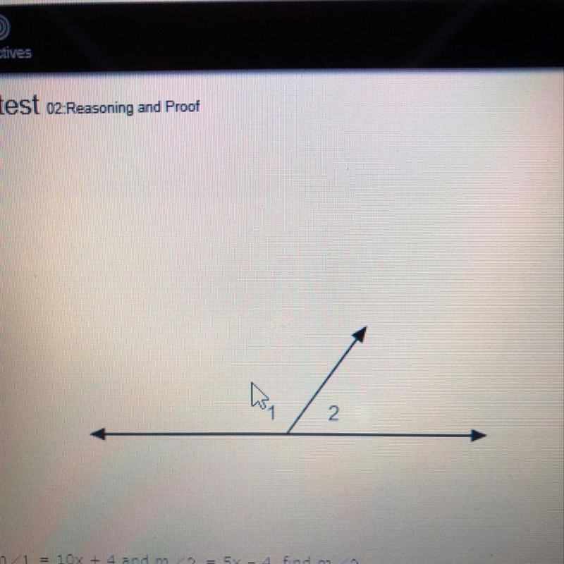 If m<1= 10x + 4 and m<2 =5x-4 find m<2-example-1