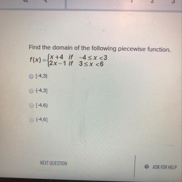 Find the domain of the following piece wise function-example-1