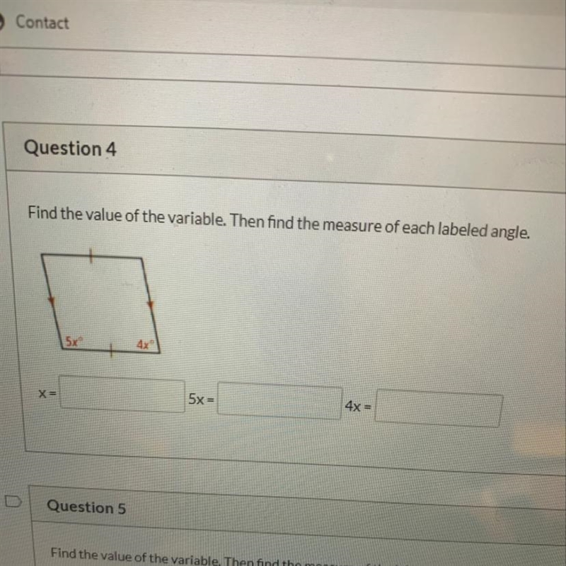 Find the value of the variable. Then find the measure of each labeled angle-example-1