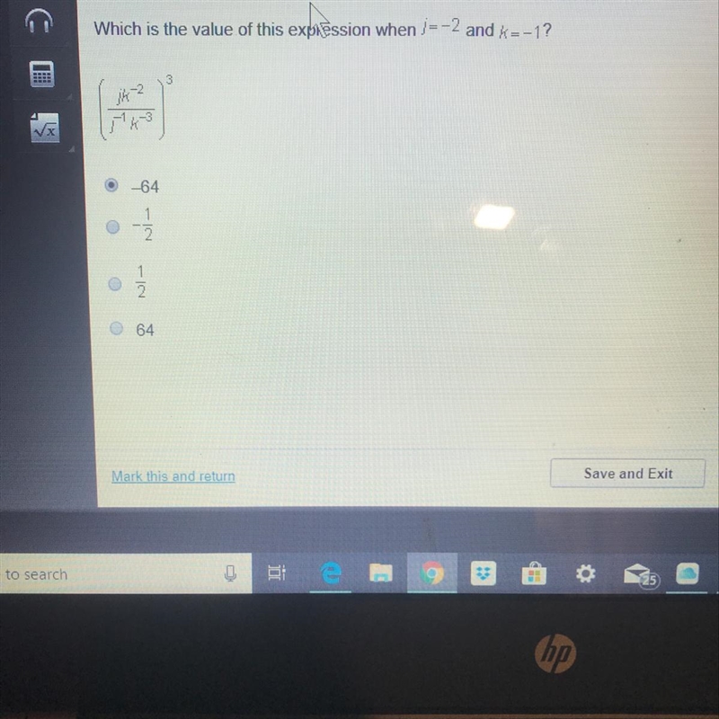 Which is the value of this expression when j=-2-example-1