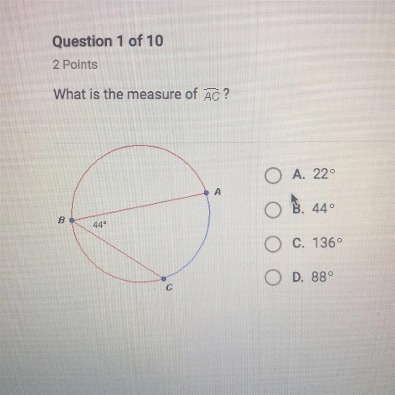 What is the measure of arc AC-example-1