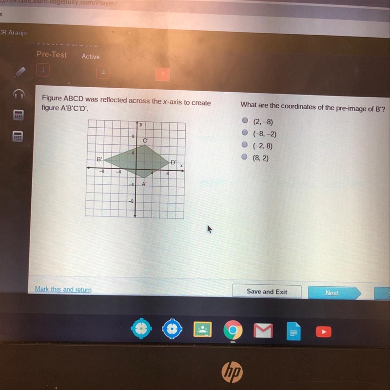 What are the coordinates of the pre image of B-example-1