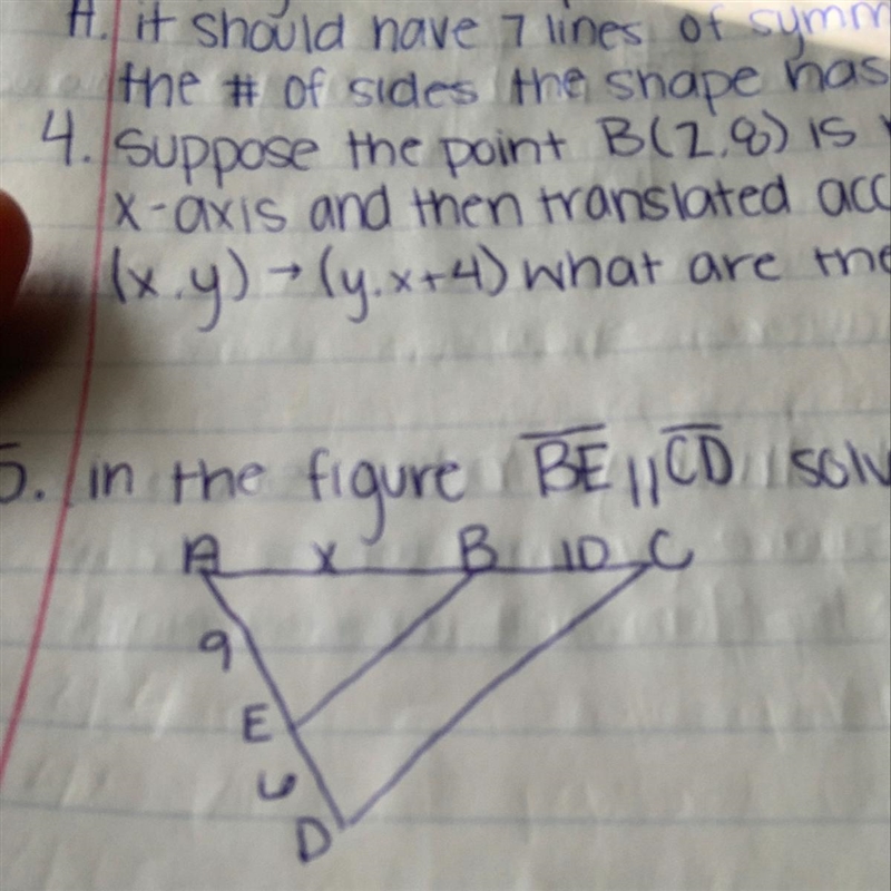 In the figure BE||CD solve for x. Show work-example-1