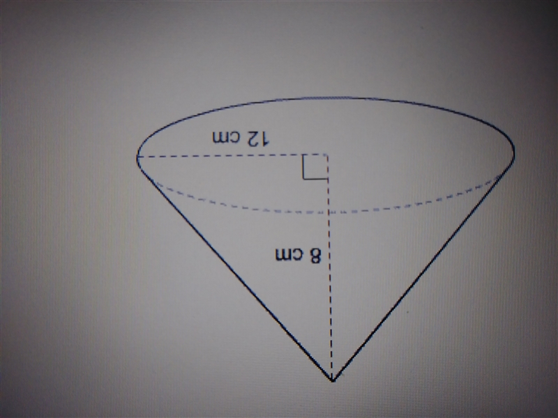 What is the approximate volume of the cone? Use 3.14 for pi A. 1206 cm B. 2170 cm-example-1