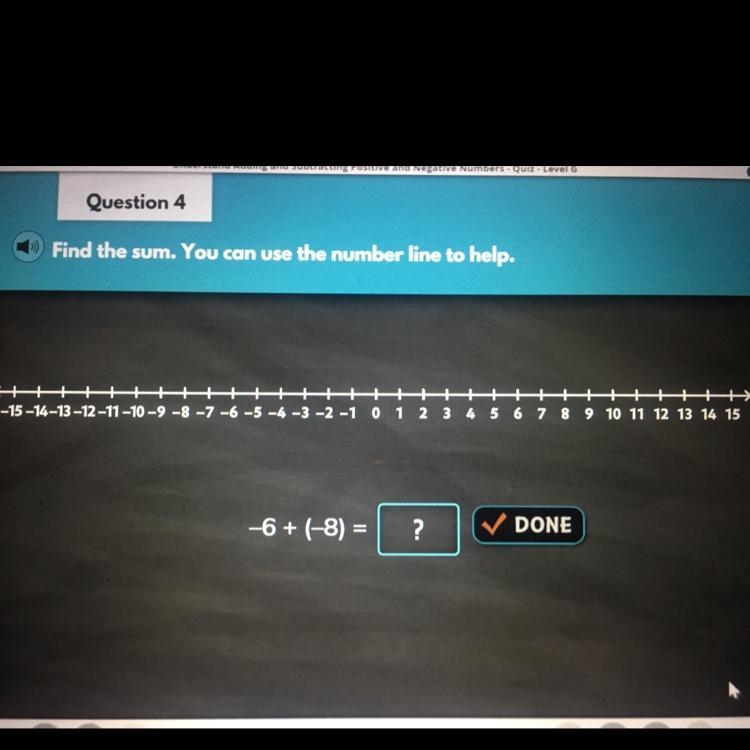 Find the sum. You can use the number line to help -6+(-8)-example-1