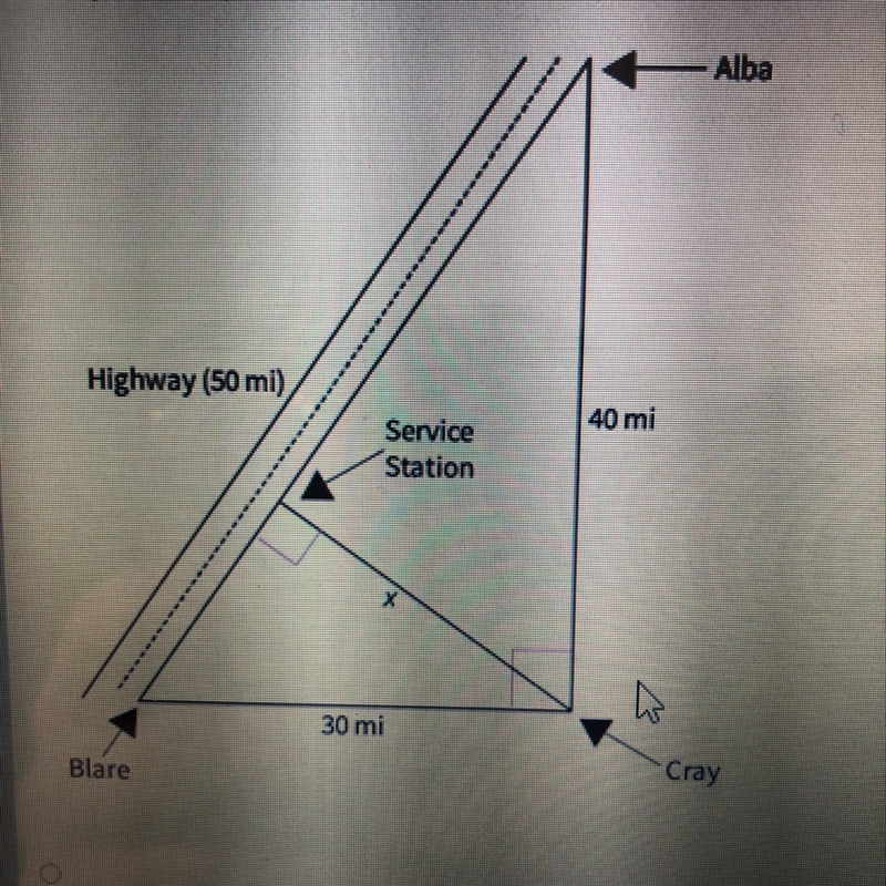 A service station will be built in the highway, and a road will connect it with cray-example-1