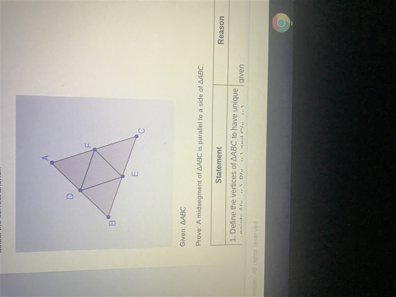 A midsegment triangle ABC is parallel to a side of triangle ABC what is the missing-example-1