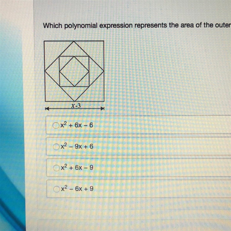 Which polynomial expression represents the area of the outer most square tile, shown-example-1