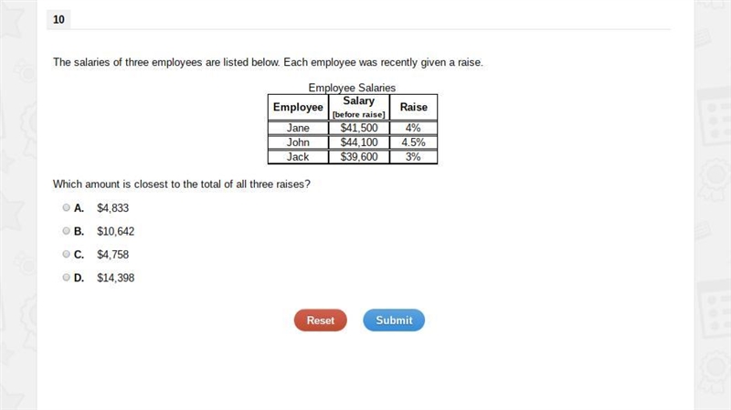 The salaries of three employees are listed below. Each employee was recently given-example-1