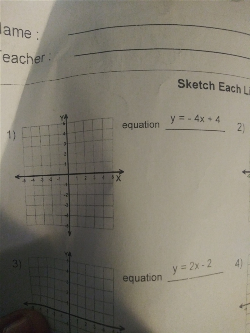 (sketch each line) Y = -4x + 4-example-1