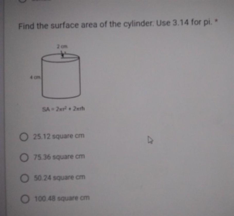 Find the surface area of the cylinder use 3.14 for pi​-example-1