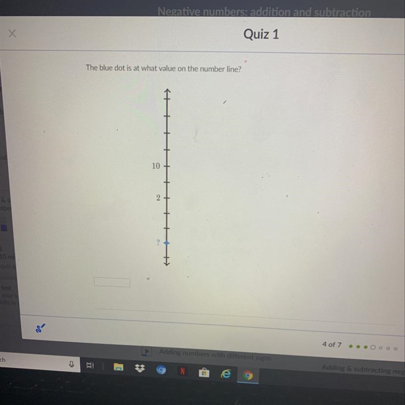 The blue dot is at what value on the number line-example-1