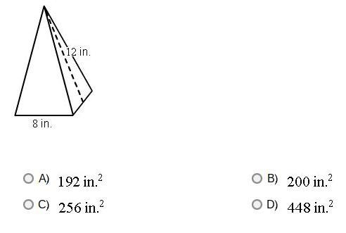 The base of this regular right pyramid is a square. What is its surface area?-example-1