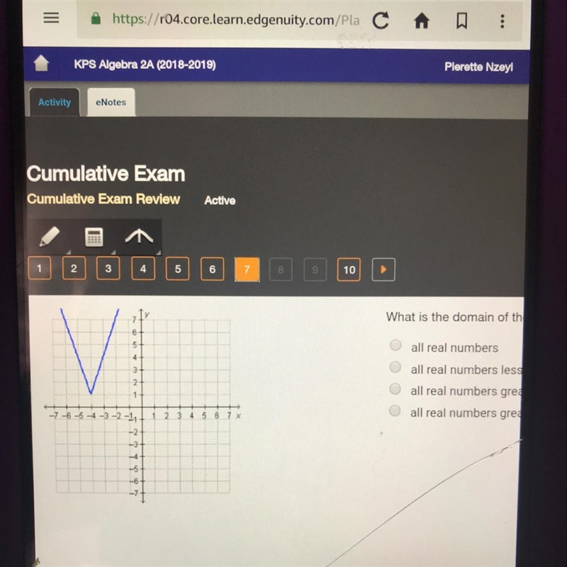 What is the domain of the function f(c) = 2|x + 4| + 1?-example-1