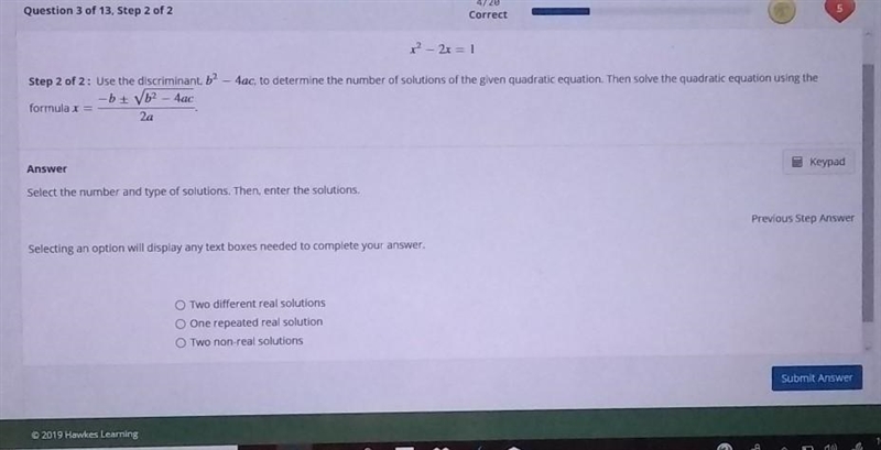 How many solutions does x^2-2x=1 and what are they​-example-1