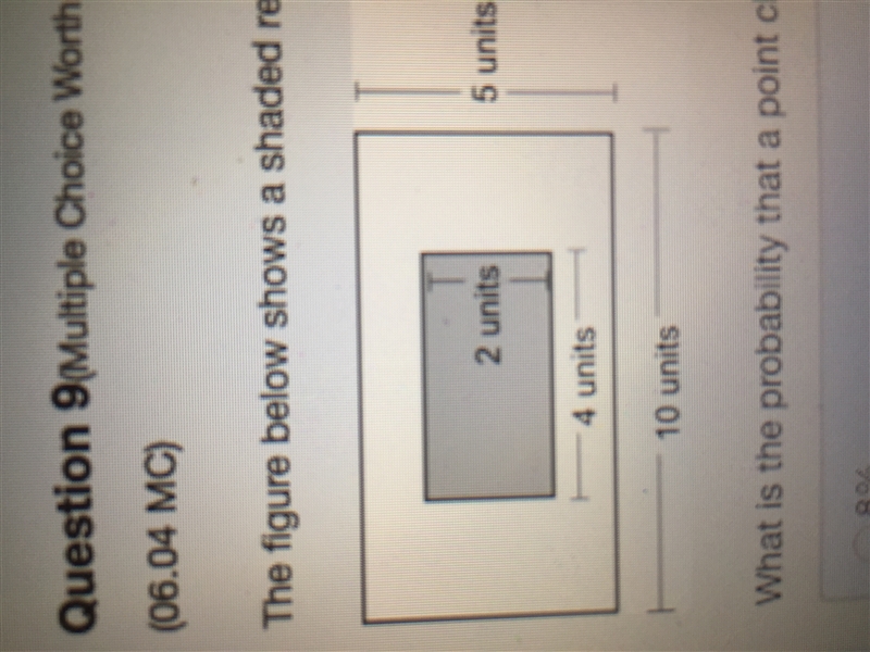 The figure below shows a shaded rectangular region inside a large rectangle: (pic-example-1