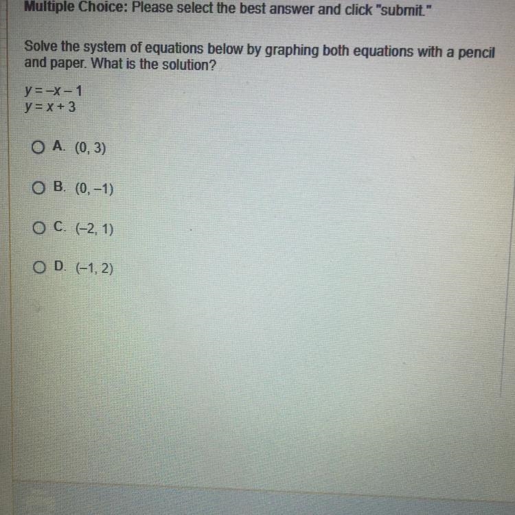 Solve the system of equations below by graphing both equations with a pencil and paper-example-1