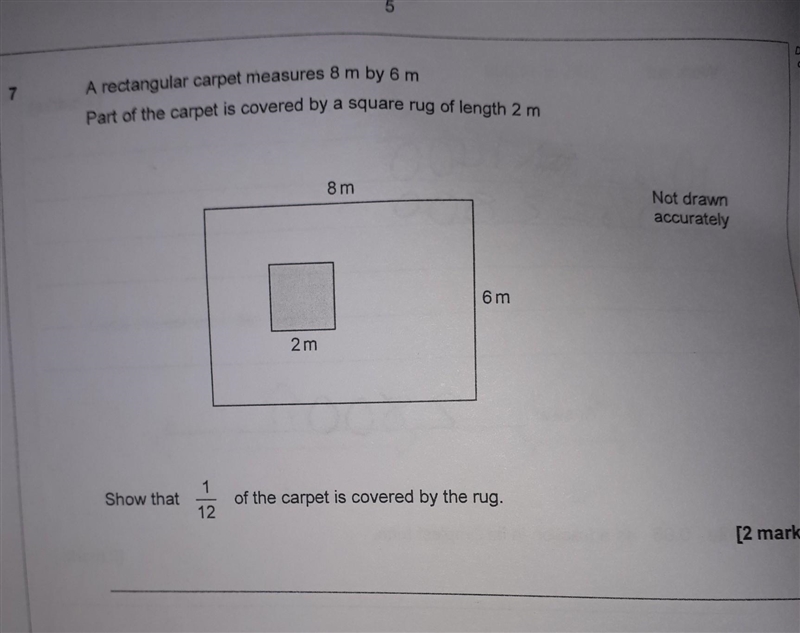 Show that 1/12 of the carpet is covered by the rug (photo provided)-example-1