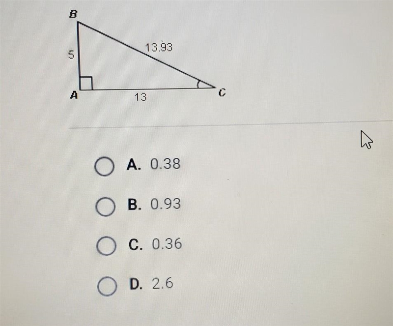 What is the approximate value of tan C?​-example-1