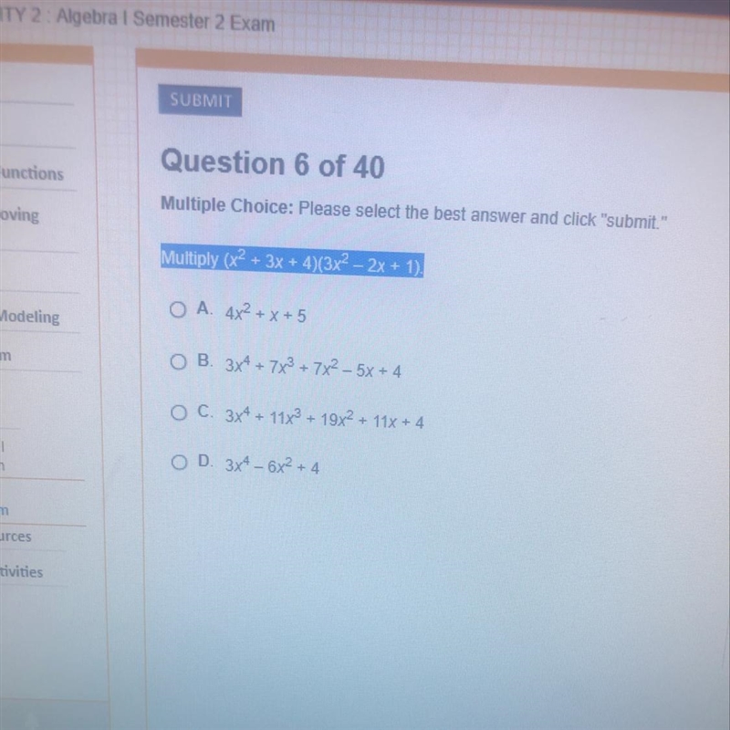 Multiply (x^2+3x+4)(3x^2-2x+1)-example-1