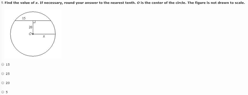 Find the value of x. If necessary, round your answer to the nearest tenth. O is the-example-1