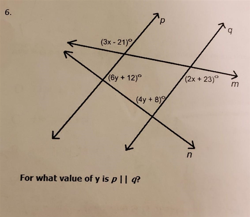 For what value of y is p parallel to q?​-example-1