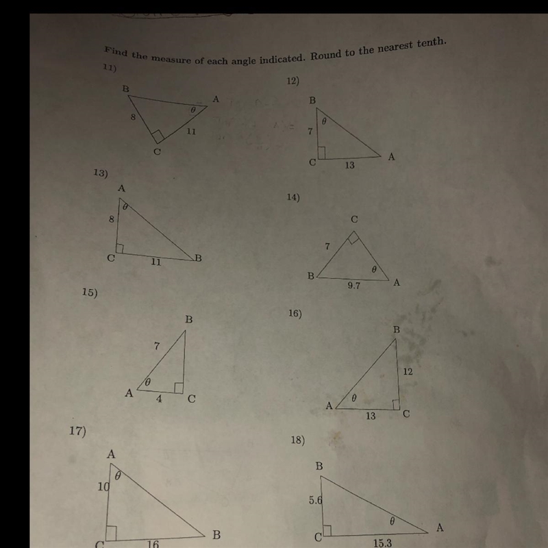 I need to find the measure of each angle indicated & rounded to the nearest tenth-example-1