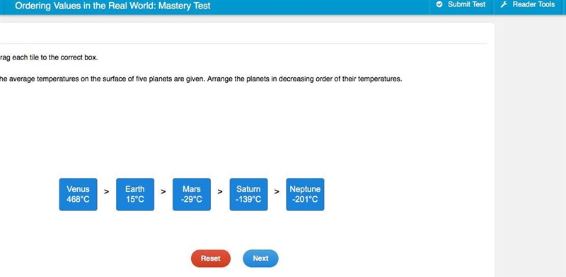 The average temperatures on the surface of five planets are given. Arrange the planets-example-1