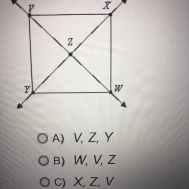 What are three collinear points in the figure below?-example-1