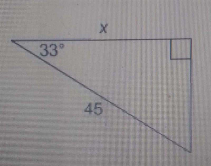 To the nearest hundredth, what is the value of x? A. 24.51 B. 26.83 C. 29.22 D. 37.74​-example-1