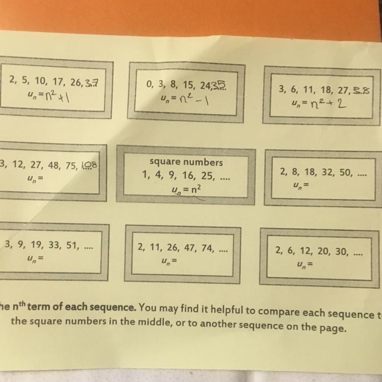 I need to know the next term in the sequence AND the nth term of all the sequences-example-1