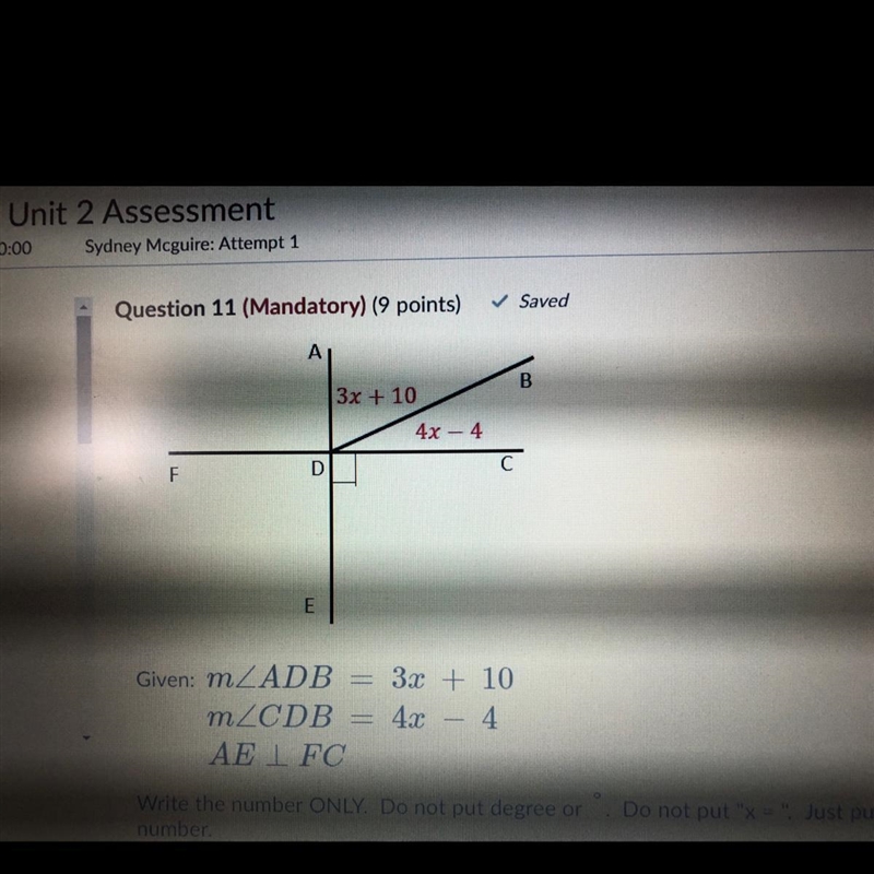 Solve for x Find ADB Find BDC-example-1