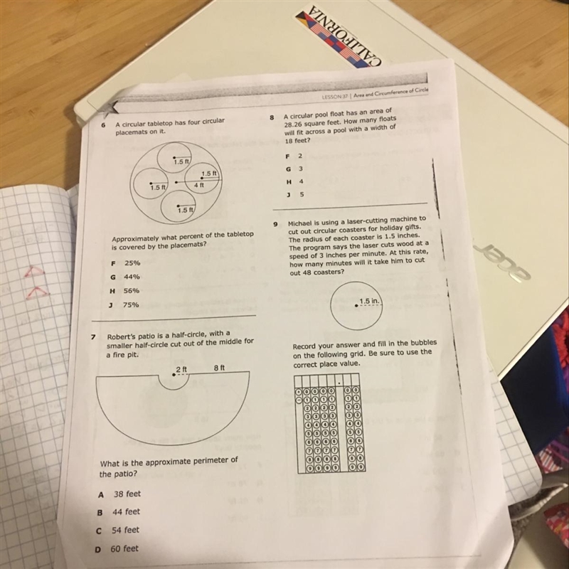 Can someone help me answer 7, 8, and 9. Thank you! I don’t really get the circle concept-example-1