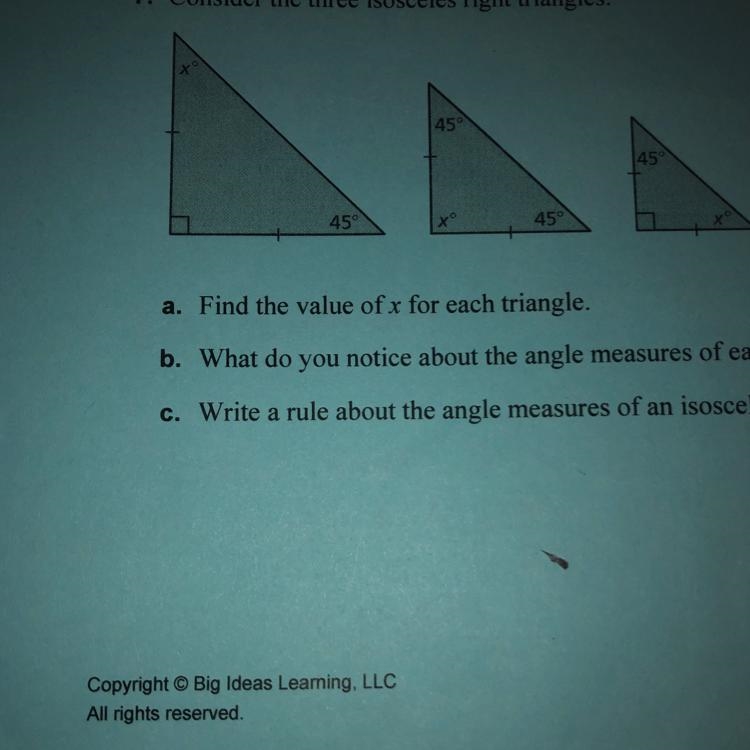 Find the value of x for each triangle-example-1