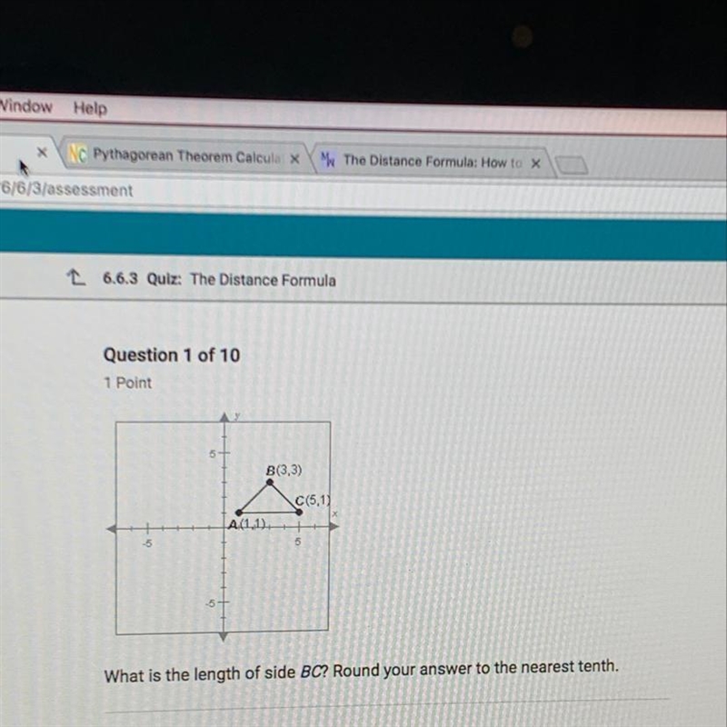 What is the length of side BC? Round the answer to the nearest tenth.-example-1